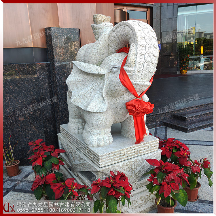 門(mén)口石雕大象擺放圖
