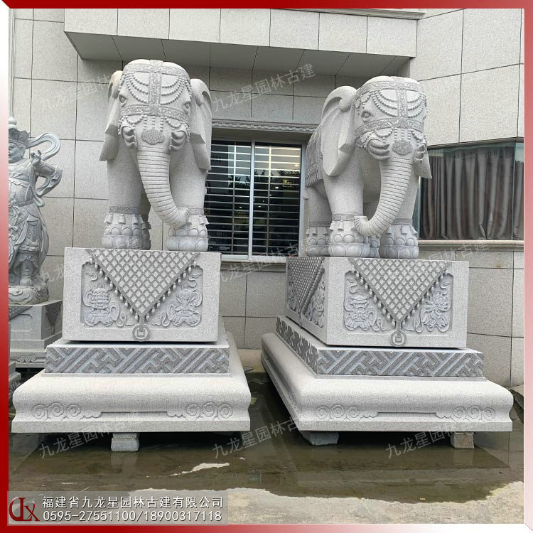 門(mén)口石雕大象擺放圖
