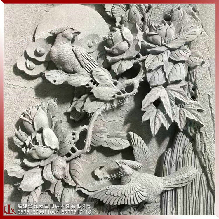 石雕鳥浮雕圖片