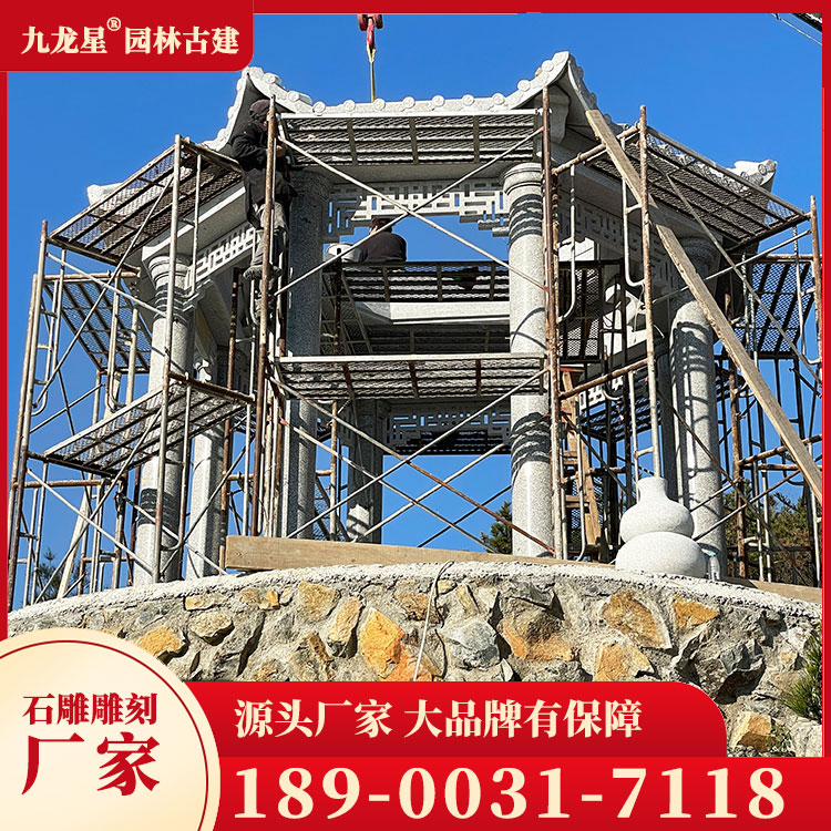 石雕涼亭安裝圖片